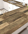 Brown Wood Contact Paper Peel And Stick Countertop Vinyl Wrap Waterproof Wood Grain Wallpaper For Kitchen Cabinets And Tables Removable Self Adhesive Roll Perfect For DIY Countertop Makeovers No Mess Installation 15.8 by 394 Inches on modern kitchen countertop.
