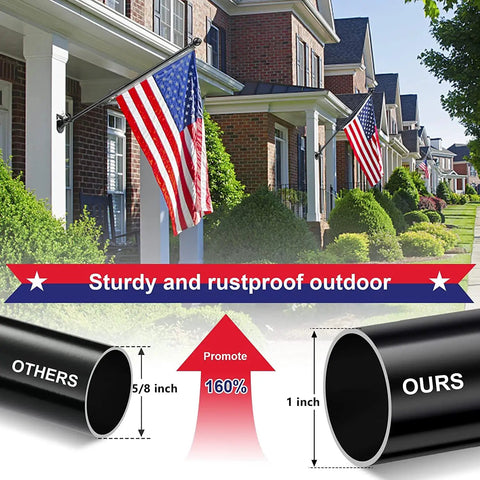 Five Foot Stainless Steel Outdoor Flag Pole Kit Built To Last With Heavy Duty Feel Tangle Free 360 Degree Rotating Rings Dual Angle Bracket For Grommet Flags Banners Garden Flags For Porch Yard Garage Balcony Black