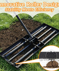 Heavy Duty Lawn Leveling Rake With Four Spiked Wheels And Smooth Roller For Multi Surface Grading on grass surface