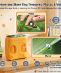 2 In 1 Kids Microscope And Telescope With 1000X Magnification Handheld Digital Microscope With 2 Inch Screen And 8 LED Lights Totally Kid Approved For Outdoor Use 10X Pocket Telescope 1080P Camera STEM Toy Gift For Boys And Girls Ages 4 To 12 Yellow showing photo and video storage