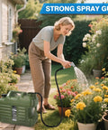 Woman using Portable Camping Shower Kit With 5 Gallon Water Jug And 6000mAh Rechargeable Battery IPX7 Waterproof Pump in garden