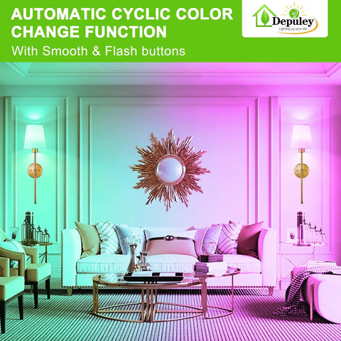 Set Of Two Wireless Wall Sconces With Rechargeable Dimmable Led Bulbs And Remote Control delivering vibrant colors in a stylish living room.