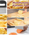 JAYVAR 2-in-1 crinkle cutter with peeler, stainless steel wave blade for potatoes and vegetables
