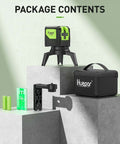 Package contents of 2 Plumb Dots And Cross Line Laser Level With 180 Degree Wide Angle 2 In 1 Green Self Leveling Laser Tool
