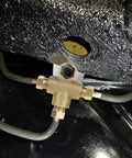 Heavy Duty Three Way T Shape Brake Line Tee Brass Union With Three Male Nuts Fits Three Sixteen Inch Pipe M10 Threading installed on hydraulic system
