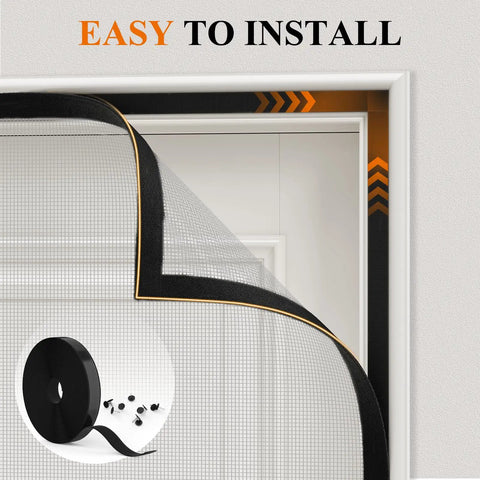 Double-Sided Magnetic Screen Door Fits 32x80 Inch Doors Left Or Right Opening Scratch-Proof Polyester Pet Friendly Keeps Bugs Out Hands-Free Entry Easy Install Gray Featured with Tape