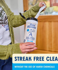 Front view of Aunt Fannie's Glass & Window Cleaning Wipes bottle, 35-count, white container with blue label and black lid.