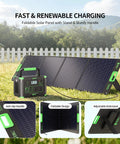 1000W Portable Power Station With 200W Solar Panels for RV and Van Life in outdoor setup with foldable solar design