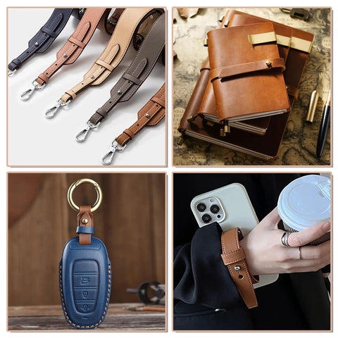 75 Pack Round Head Button Studs And Chicago Screws With Sleek Zinc Alloy Heads For Heavy Duty Leather Crafting Apparel Fix Ups And Purse Repairs A Hella Solid Hardware Kit That Tops Off Your Diy Projects And Locks Seams Tight includes leather straps, keychains, and notebooks.