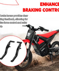 Brake Levers For Electric Dirt Bike Yozma IN10 And IN10 Pro Direct Replacement Durable Aluminum Alloy Levers For Smooth Braking No Fuss Install Off Road Ready Fits Factory Specs, black aluminum levers shown on dirt bike
