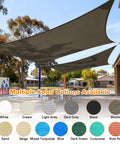 Mocha 7x9 Sun Shade Sail Keeps You Cool No Sweat over a playground, showcasing multiple color options available.