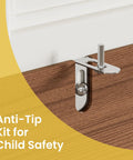 Anti-tip kit installation detail for 53 Inch Rustic Brown Buffet Cabinet With Storage, Industrial Kitchen Sideboard.