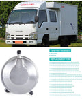 Vacuum pump (round metal) for Isuzu NPR HD; OEM parts 97241035 and 8972410351; shown with Isuzu box truck.