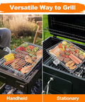 Outdoor Grill Basket For Barbecue Lovers With Removable Handle Portable BBQ Set And Rack For Shrimp Pork Veggies Includes Brush Metal Skewers Carry Bag Perfect For Camping And Backyard Grilling Like A Pro.