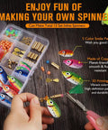 DIY Spinner Lure Kit For Bass Fishing With Inline Spinner Baits, 228-Piece Pack showing tools and components for lure making.