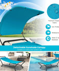 Heavy Duty Outdoor Hammock With Stand And Adjustable Canopy For Backyard Hangouts, Rustproof Metal Frame, Detachable Sunshade