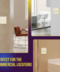 Toggle Light Switch Wall Plate With Gloss Finish, 2-Gang, 4.50 By 4.57 Inches, Unbreakable Polycarbonate Thermoplastic in office setting.