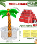 Giant Inflatable Palm Tree Cooler For Pool Parties Holds 34 Gallons 200 Plus Cans Keeps Drinks Cold At Beach Luau Or Backyard Summer Outdoor Party Decor With A Fun Tropical Vibe And Easy Ice Bath Drink Station