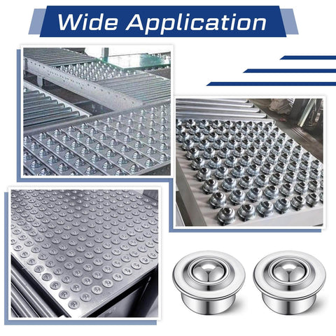 80-Piece Five-Eighth Inch Roller Ball Transfer Bearings in carbon steel for conveyors, 360 degree rotation, heavy-duty use