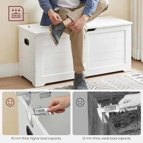 Big Capacity Storage Bench Seat With Reliable Dual Hinges Cozy Entryway Chest For Keeping Throw Blankets And Work Boots Under Tight Wraps Heavy Duty Living Room Organizer That Truly Is A Game Changer For Everyday Declutter Moves