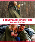Two people using Olive Drab Green Fire Retardant Wool Blanket 66 By 90 Inch Beefy Heavy Duty Military Style 80 Percent Wool 2 Pack