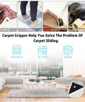 Eight Pack Rug Tape Grippers For Rugs Reusable Washable Non Slip Double Sided Rug Pads For Hardwood Floors Prevent Sliding