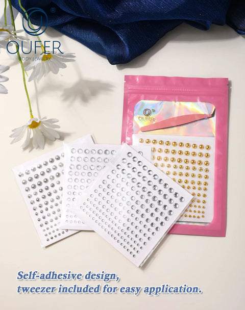 Stick On Acrylic Fake Piercings Kit With Lip Studs, Eyebrow And Nose Piercing, Non Piercing Face Jewelry, Adhesive Piercing Balls, Clear CZ Options, Easy Clip Attach, Multiple Styles For A Bold, Trendy Look, self-adhesive sheets and tweezers