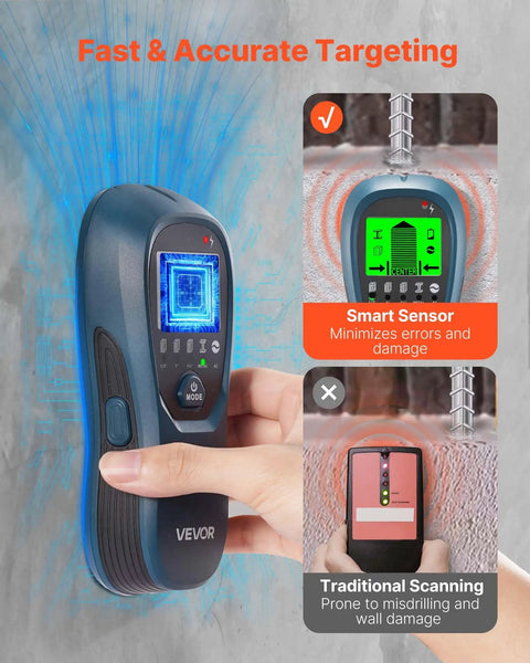 Rock Solid Stud Finder Wall Scanner With Smart Sensor And Hd Lcd Display Dead Accurate Locator For Wood Joists Ac Wires Metal Pipes And Hidden Obstacles Super Handy For Diy Projects No Guesswork Needed Blue Finish