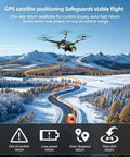 Camera Drone With GPS For Beginners And Vloggers, 40 Minute Flight, Dual Batteries, 5G FPV Live Video in snowy landscape.