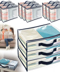 Heavy-Duty Clear Storage Bags With Zipper, 12 pack, containing clothing and bedding, transparent, waterproof PVC, size 15.7x11.8x3.9 inch