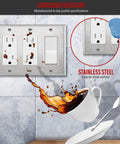 Heavy Duty Stainless Steel Wall Plate For Decorator Switch And Outlet, Three Gang, 4.5 By 6.38 Inches, Corrosion Resistant, UL Listed.
