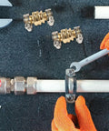 Heavy Duty Garden Hose Repair Kit With Solid Brass Coupler And Double Clamps For Fixing Leaks Fast No More Plastic Fittings That Crack Under High Pressure Water Flow Durable Professional Grade Mender Tool For Outdoor Yard Work, brass hose repair on pipe