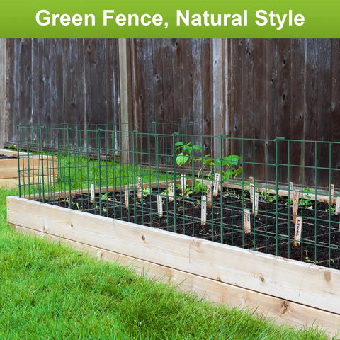 20ft Green Garden Fence Panels For Dogs And Small Animals, Easy Install Rustproof Welded Wire Border around raised garden bed