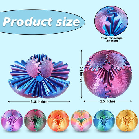 Dope Steampunk Gear Sphere Fidget Toy 2.5 Inch 3D Printed Stress Relief For Kids And Adults With Anti Slip Grip Ombre Purple Durable Desk Companion Gift For Christmas Stocking Stuffers