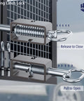 Heavy Duty Trailer Gate Latch With Auto Closing Spring Lock For Weld On Tracks Includes Two Pack showing spring latch mechanism, pull to open feature.