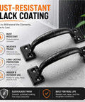 Beefy Heavy Duty Barn Door Gate Pull Handle Black Zinc Alloy Hardware With Rust Resistant Finish 6.5 Inch Outdoor Indoor Utility