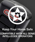 Image of a Two Button LED Flashlight Garage Door Opener Remotes 2 Pack With Built In Light And Lanyard For Easy Carry Open Two Doors Effortlessly Works With Intellicode Operators Compact And Handy close-up view.