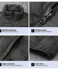 Close-up of Three In One Womens Winter Ski Jacket With Removable Hood Waterproof And Windproof Padded Down Lining for hiking