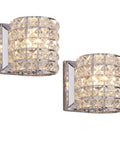 Crystal Wall Sconce Set of Two Modern Chrome Finish Wall Lamps with Crystal Accents for a Slick Vibe 1 Light for Living Room Bedroom Powder Room TV Wall Decor on wall