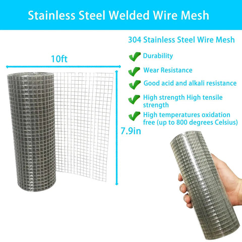 Hella Sturdy 304 Stainless Steel Mesh Roll 8 In By 10 Ft Square Quarter Inch Openings 23 Gauge Hardware Cloth in hand