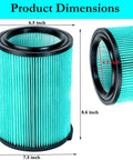 Heavy Duty Five Layer HEPA Replacement Filter For 5 To 20 Gallon Wet Dry Shop Vacuums, cylinder dimensions 8.6x7.5x6.5 inches
