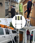 12.5 Ft Telescoping Aluminum Ladder With 330 Lb Capacity used for home, RV, loft tasks, displaying compact, lightweight design
