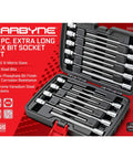 18-Piece Extra Long Hex Socket Set With Deep Reach Allen Bits For Auto And Home Use displayed in open case