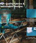 Heavy Duty Camping Folding Chair For Adults With Cup Holder And Cooler Pouch Plus Side Pocket Sturdy X Frame And Easy Setup
