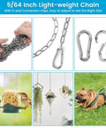 10 Feet Light Duty Stainless Steel Chain With 5 64th Inch Links And 5 32nd Inch Carabiners shown with indoor outdoor applications