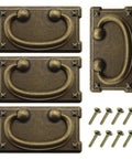 Retro Rectangle Pull Handles With Screws For Furniture Cabinet Drawer Bookcase Wardrobe Antique Bronze Zinc Alloy 4 Pieces Hidden Screws Design Easy Install