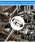 Damaged Bolt Extractor and Stud Remover Tool for One Quarter to One Half Inch Bolts in use on machinery, chrome moly steel, manual grip