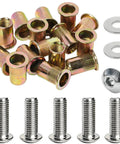 40-Piece 1/4-20 Rivet Nut and Bolt Hardware Kit With Carbon Steel Rivnuts, Stainless Steel 3/4 Inch Button Head Socket Cap Screws, And Flat Washers For Versatile, Heavy-Duty Fastening Projects