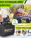 Heavy Duty Bungee Cords Set 28 Piece Bundle With Carabiner Hooks And Tent Clips Assorted Lengths black storage bag in camping scene