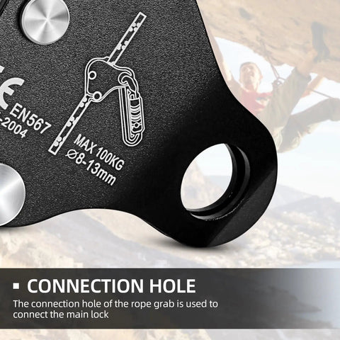 Climbing Ascender Rope Grab For Rock Climbing And Mountaineering Fall Protection Belay Device With Instant Rope Lock detail